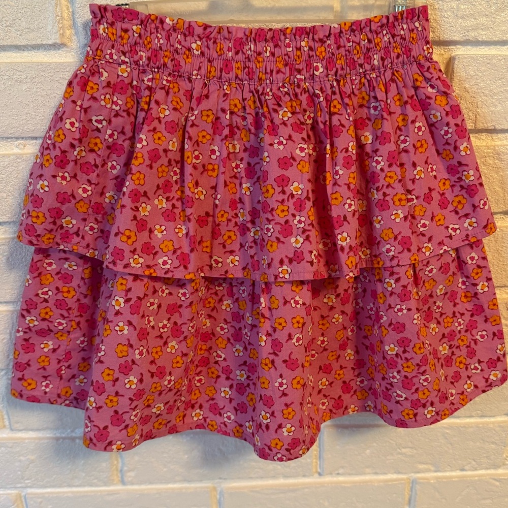 J-Crew Factory- Girls pink Floral Tiered Skirt